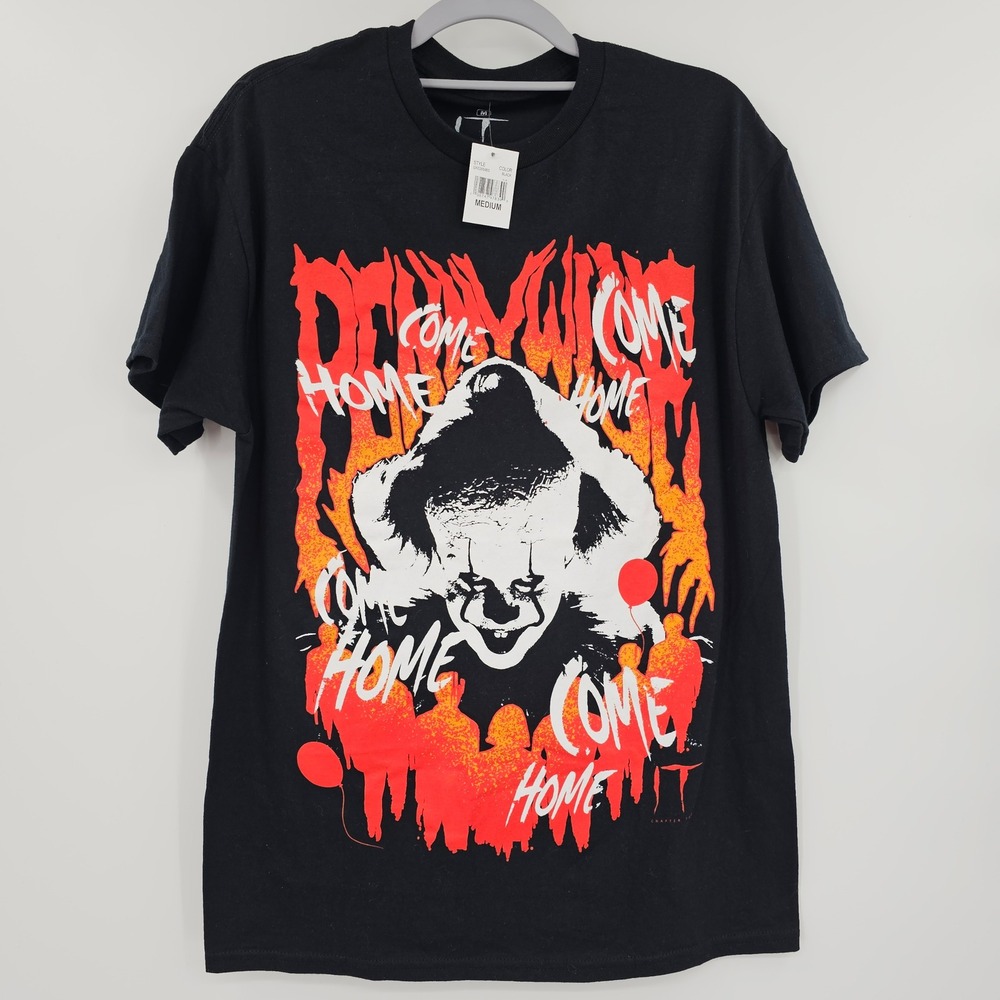 NEW IT Chapter Two Pennywise Come Home Black Graphic T-Shirt Mens Medium